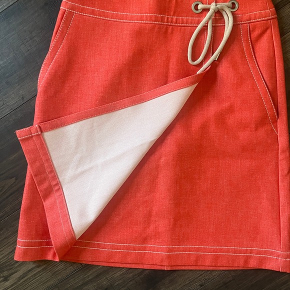 Ann Taylor Chambray Coral Orange Faux Wrap A Line Skirt Size 2 NWOT - Picture 8 of 9